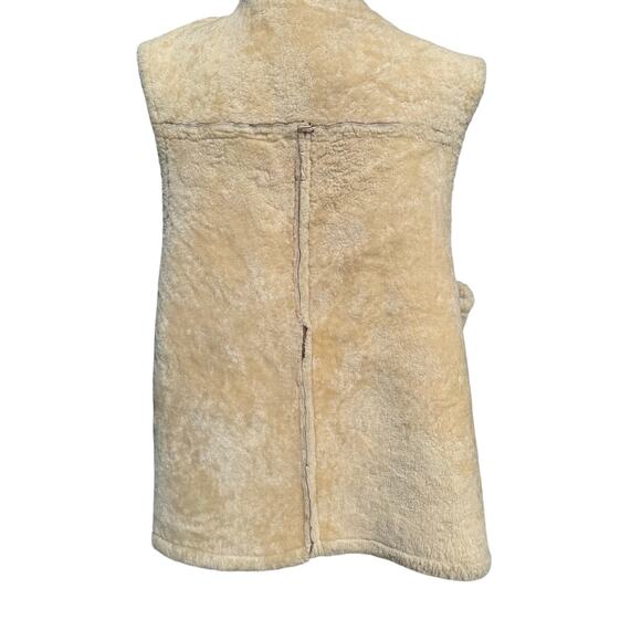 Vintage Handmade Suede Leather Sherpa-Lined Vest Snap Front Pockets - Picture 10 of 16